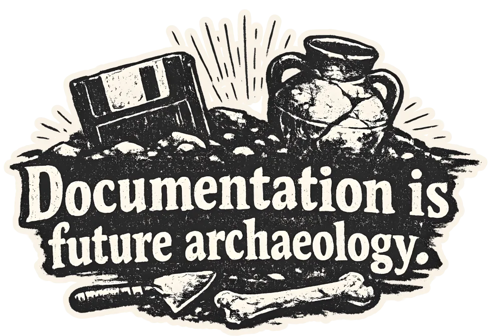 Funny work shirt design - Documentation is future archaeology.