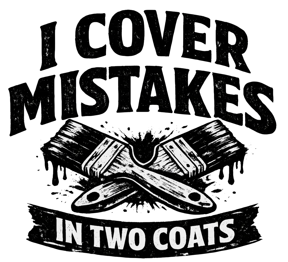 Funny Painter shirt design - I cover mistakes in two coats.