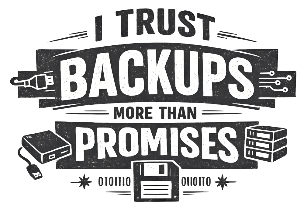 Funny work shirt design - I Trust Backups More Than Promises