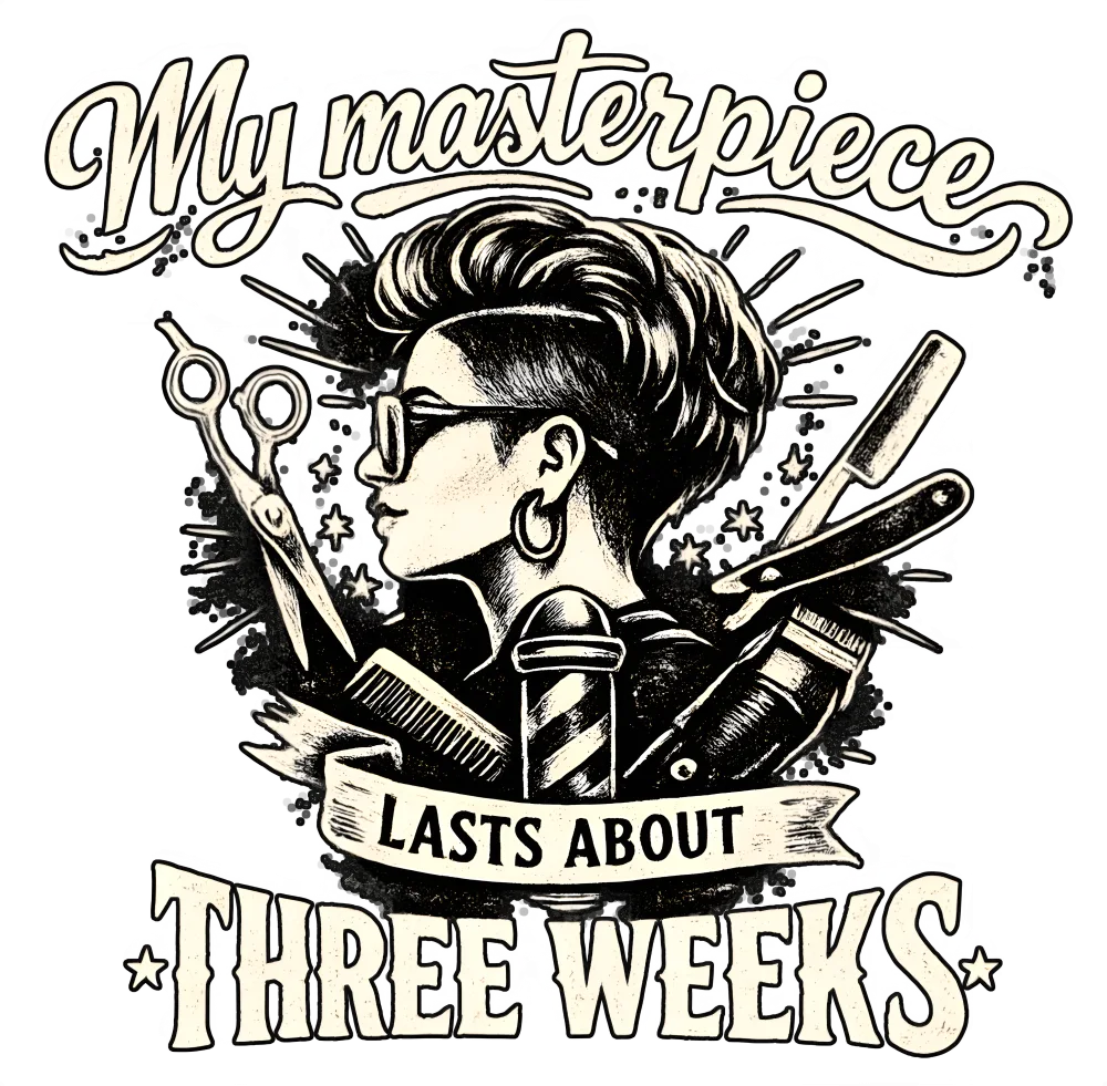 Funny work shirt design - My masterpiece lasts about three weeks
